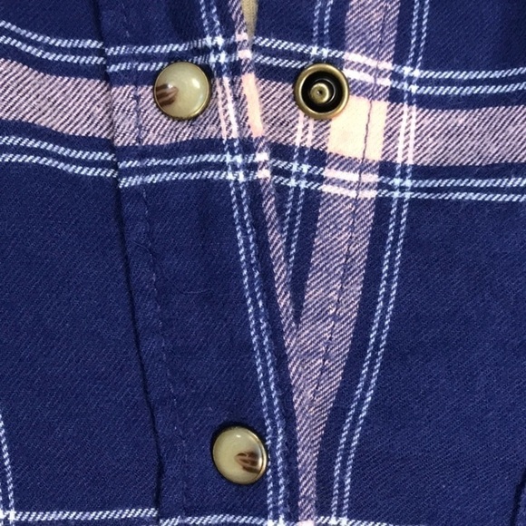 JACHS GIRLFRIEND STONE Medium Comfort Stretch Flannel Tortoise Snap Shirt Cabin - Picture 4 of 11